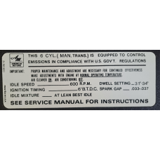6 CYL EMISSION DECAL
