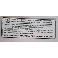 6 CYL EMISSION DECAL