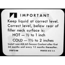 COOLANT LEVEL DECAL